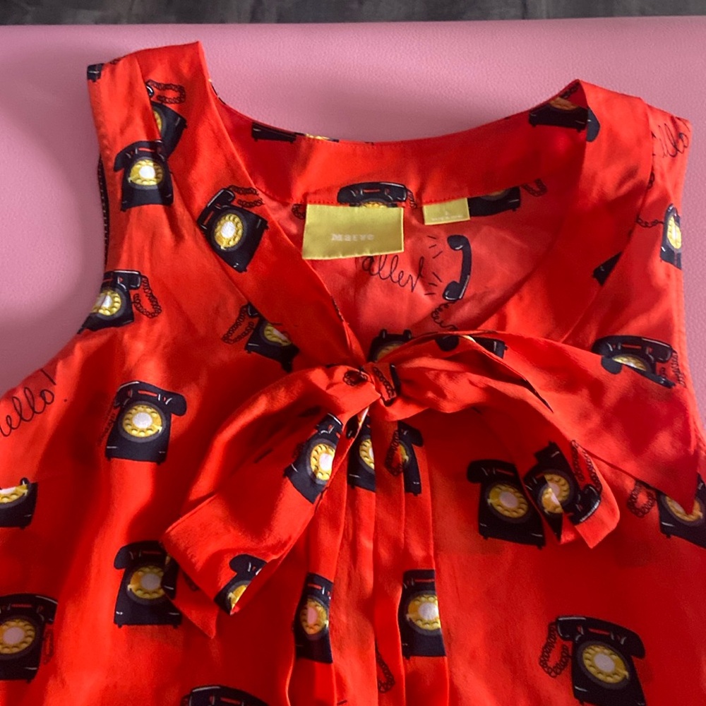 Maeve retro phone blouse red and black size small